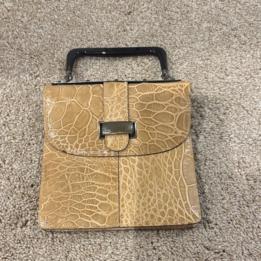 Neiman Marcus Tan Crocodile Mini Bag